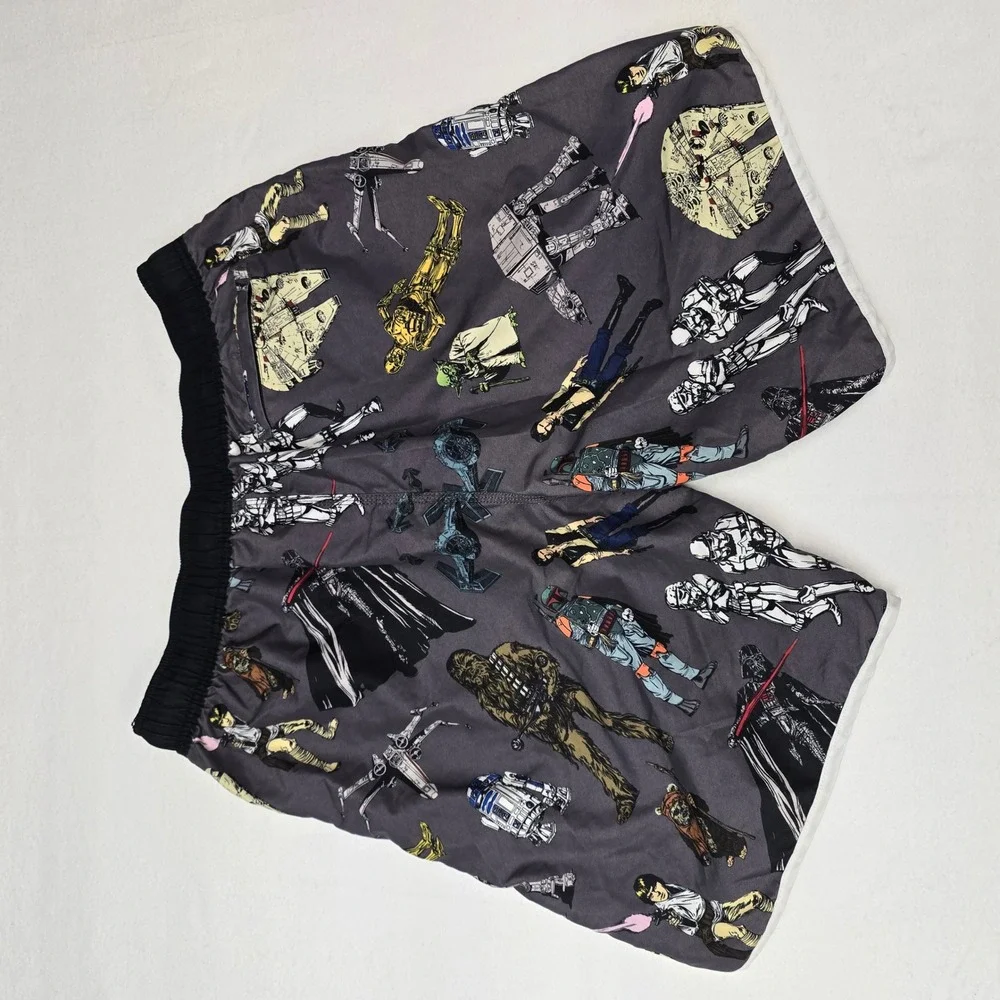 Star Wars Mens Swim Trunks Gray Mesh Lined Shorts 2XL Darth Vader Beach Summer